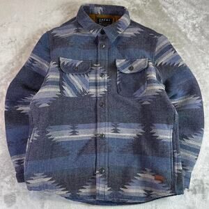 Jachs New York Aztec Flannel Jacket Men's Large Blue Tribal Button Up Shacket